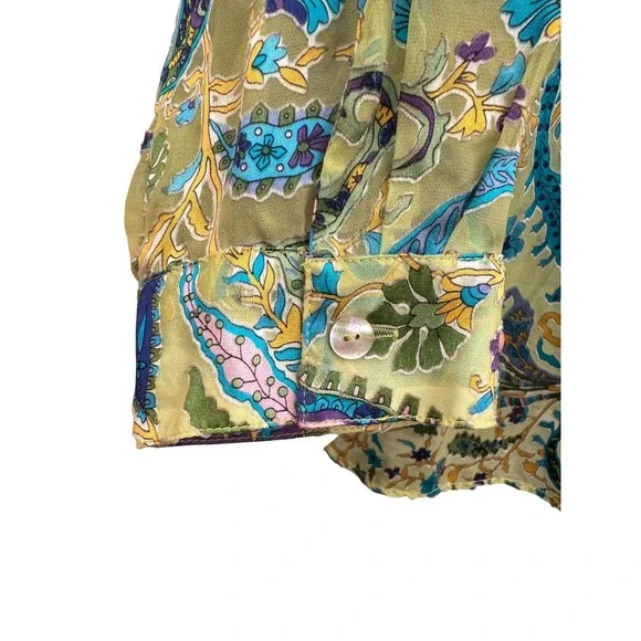 Soft Surroundings Green & Blue Floral Print Long Sleeve Button-Down Shirt Size L - Picture 10 of 16